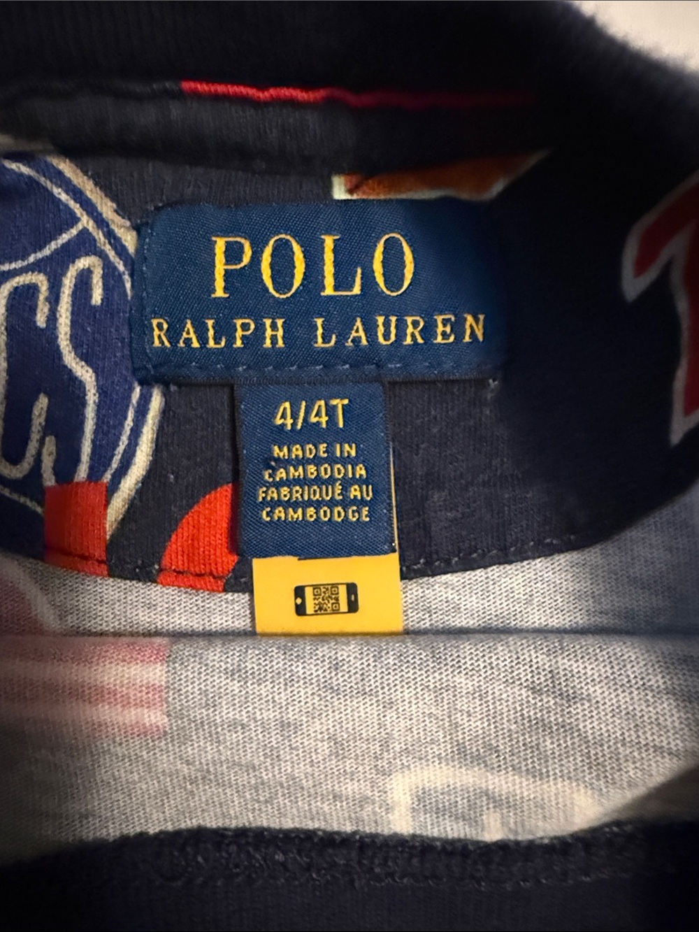 Boys 4T Polo by Ralph Lauren Navy Multicolor Varsity Patch Short Sleeve Tee - Picture 2 of 3